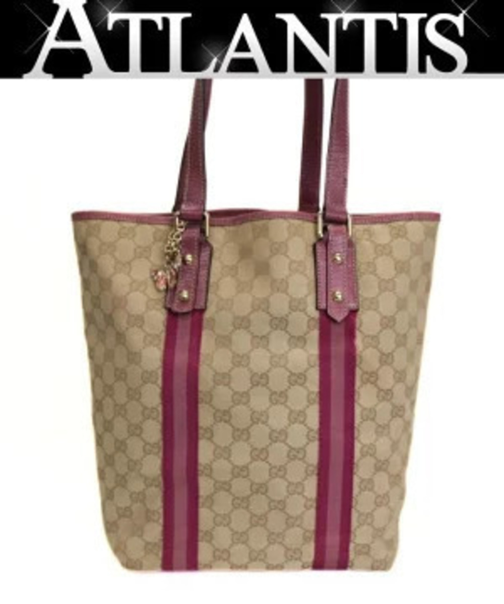 Gucci GG Canvas Tote Bag Charm Pink
